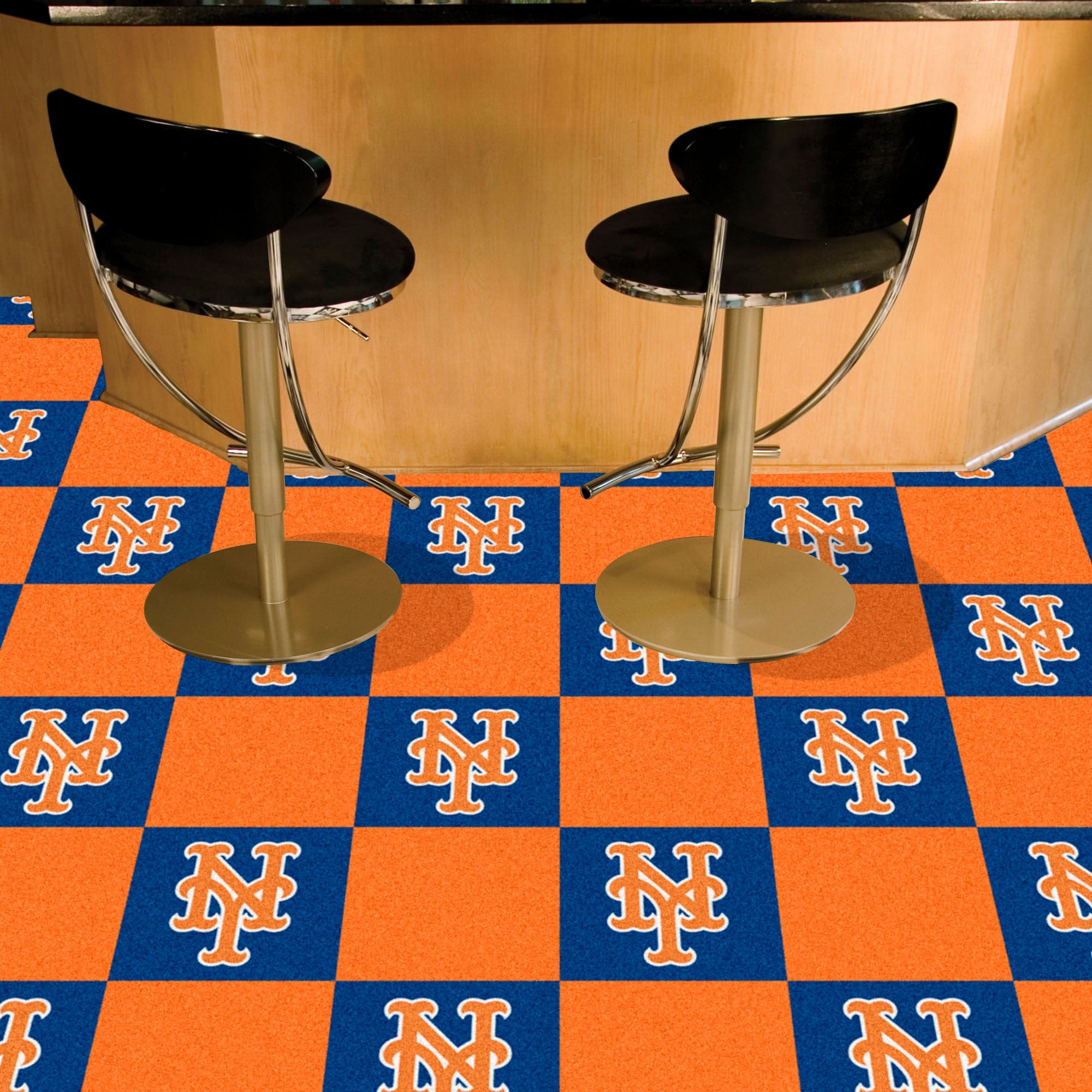 New York Mets "NY" Hat Logo Team Carpet Tiles - 45 Sq Ft. - New York Mets
