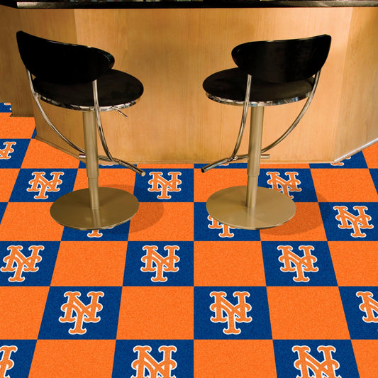 New York Mets "NY" Hat Logo Team Carpet Tiles - 45 Sq Ft. - New York Mets