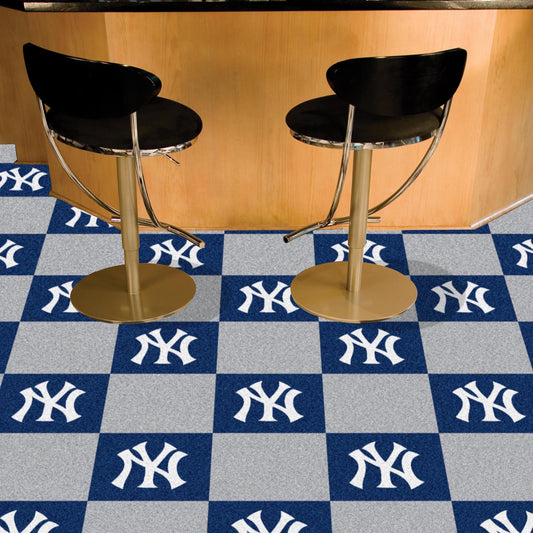 New York Yankees "NY" Hat Logo Team Carpet Tiles - 45 Sq Ft. - New York Yankees