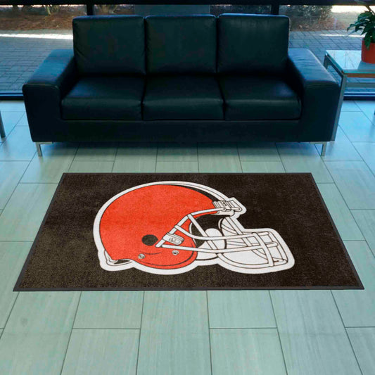 Cleveland Browns 4X6 High-Traffic Mat with Durable Rubber Backing - Landscape Orientation - Cleveland Browns