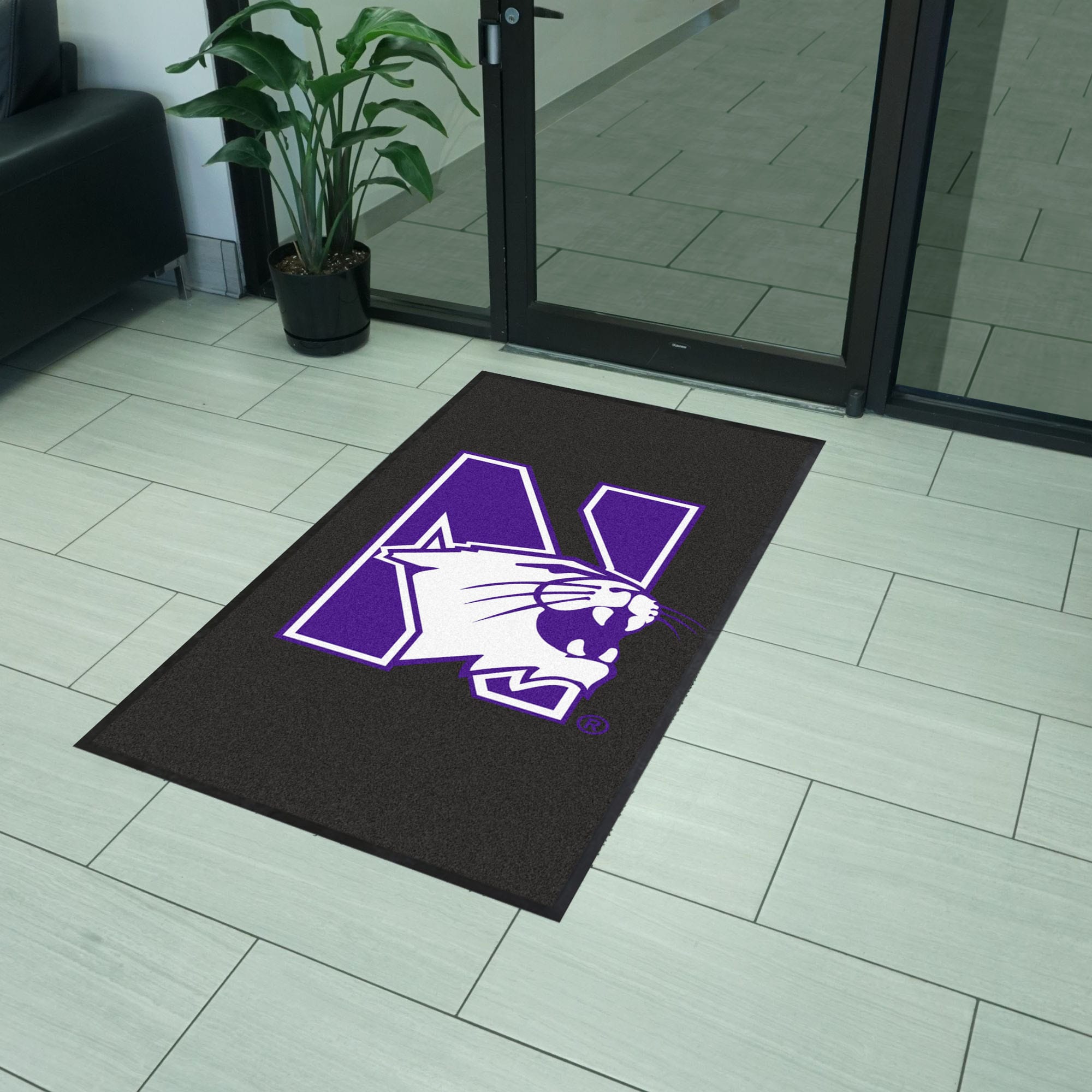 Northwestern 3X5 High-Traffic Mat with Durable Rubber Backing - Portrait Orientation - Northwestern