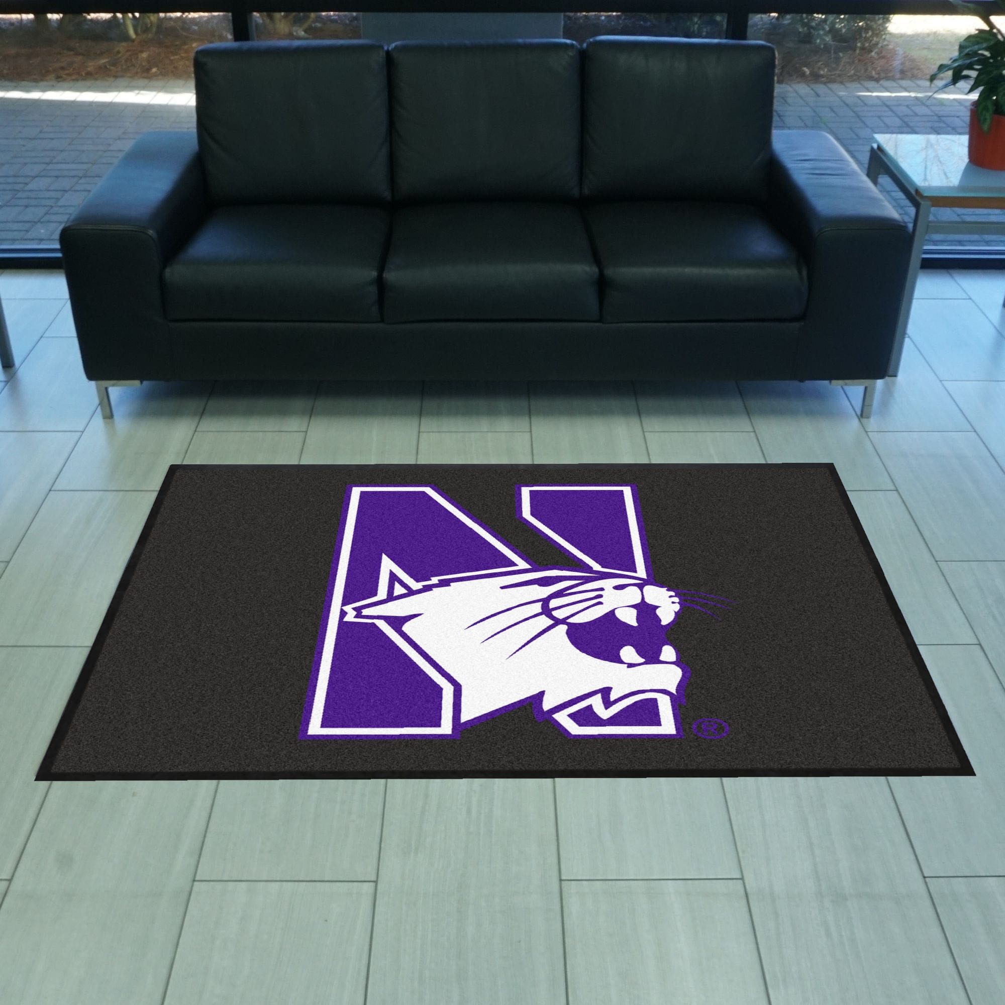 Northwestern4X6 High-Traffic Mat with Durable Rubber Backing - Landscape Orientation - Northwestern