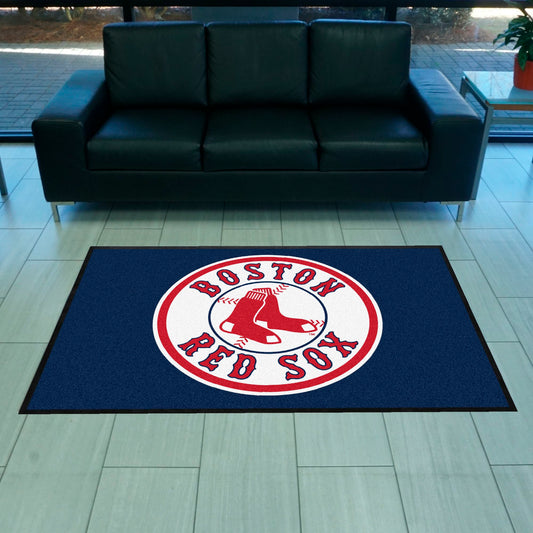 Boston Red Sox 4X6 High-Traffic Mat with Durable Rubber Backing - Landscape Orientation - Boston Red Sox