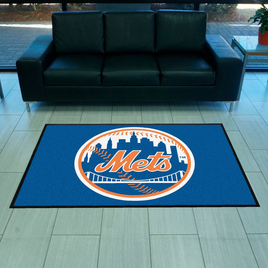 New York Mets 4X6 High-Traffic Mat with Durable Rubber Backing - Landscape Orientation - New York Mets