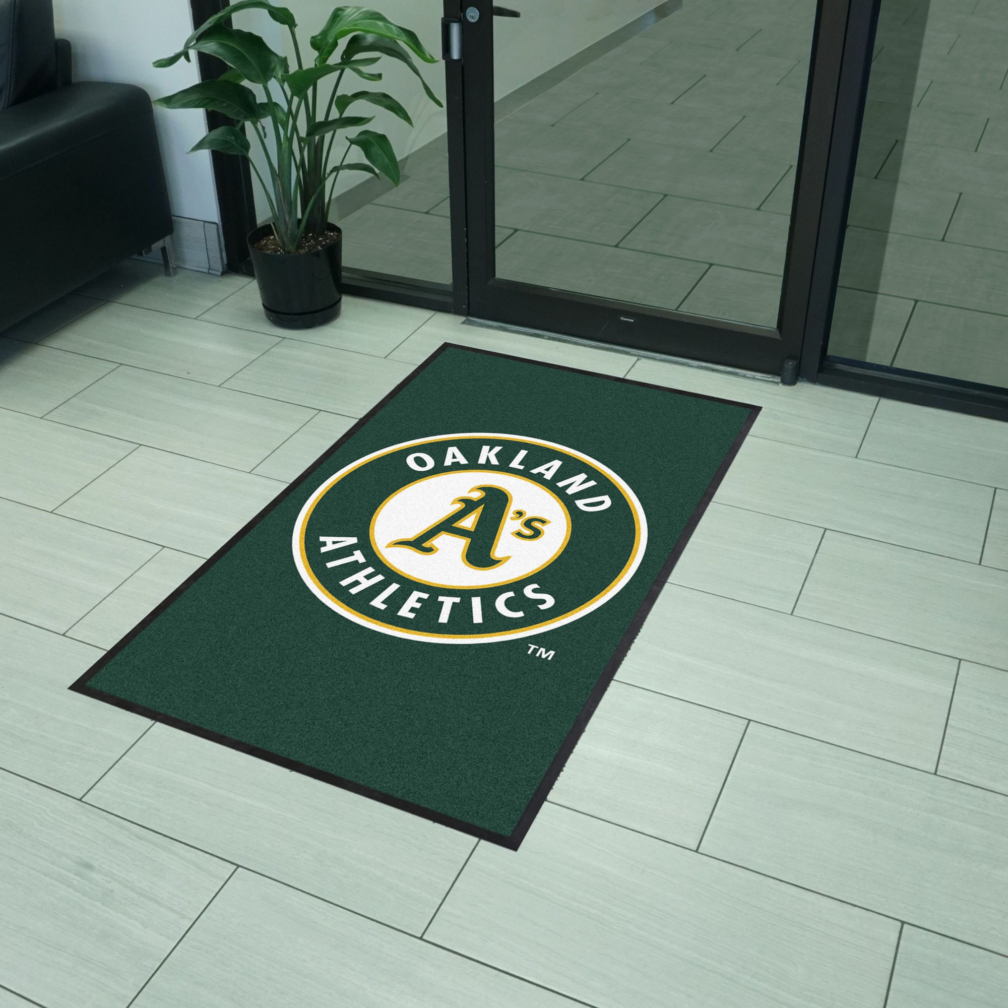 Oakland Athletics 3X5 High-Traffic Mat with Durable Rubber Backing - Portrait Orientation - Oakland Athletics