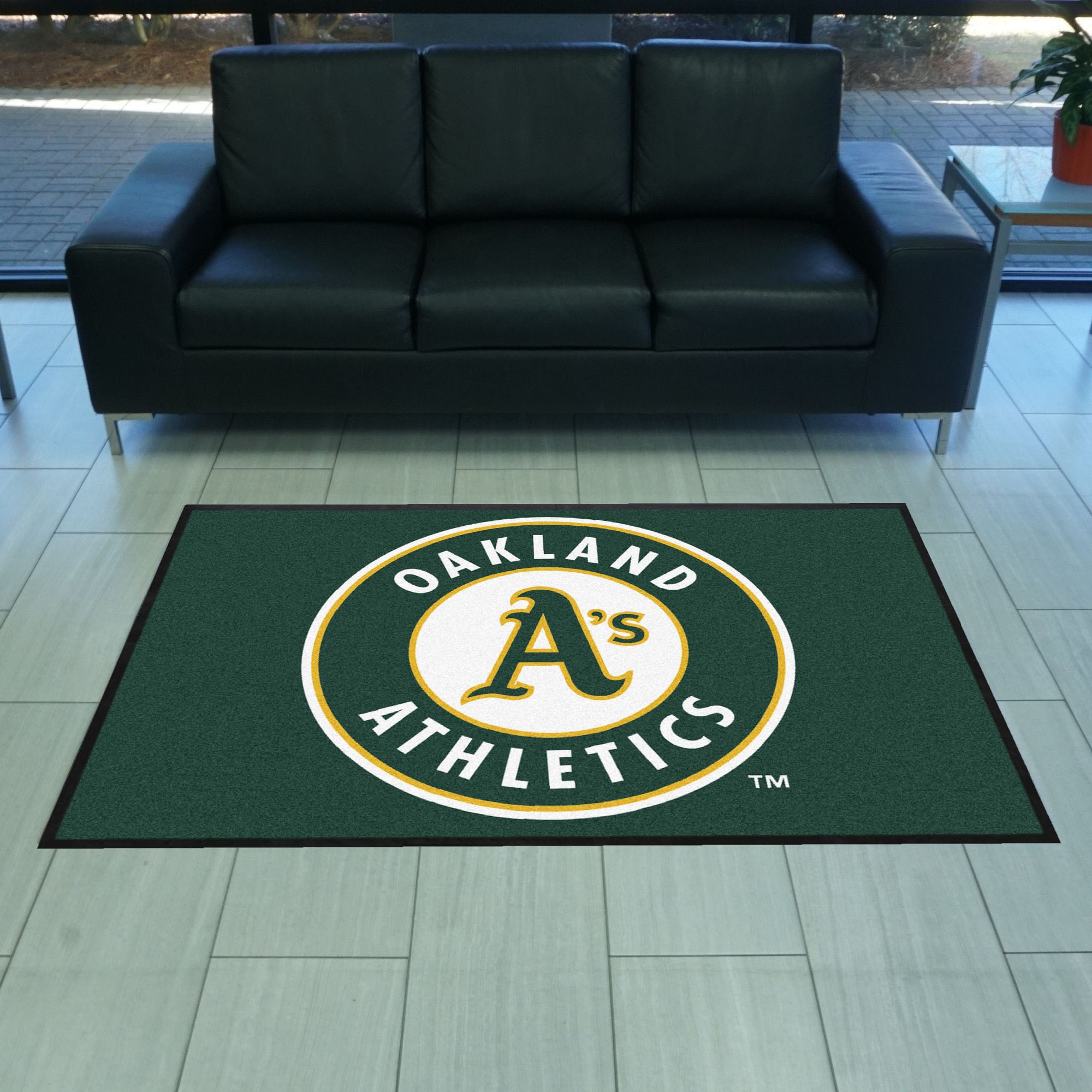 Oakland Athletics 4X6 High-Traffic Mat with Durable Rubber Backing - Landscape Orientation - Oakland Athletics
