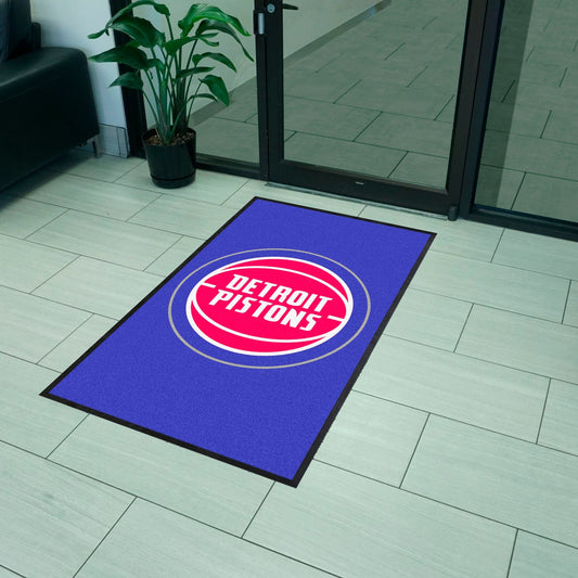 Detroit Pistons 3X5 High-Traffic Mat with Durable Rubber Backing - Portrait Orientation - Detroit Pistons