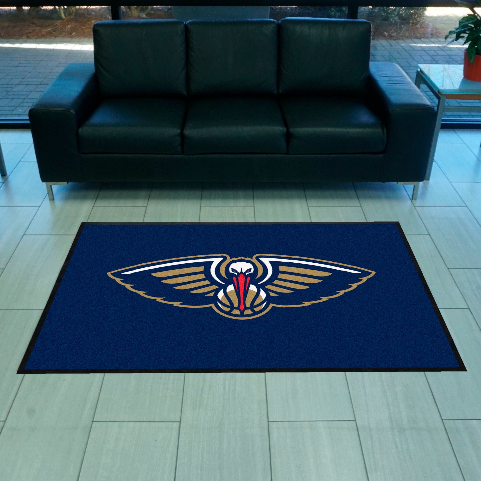 New Orleans Pelicans 4X6 High-Traffic Mat with Durable Rubber Backing - Landscape Orientation - New Orleans Pelicans