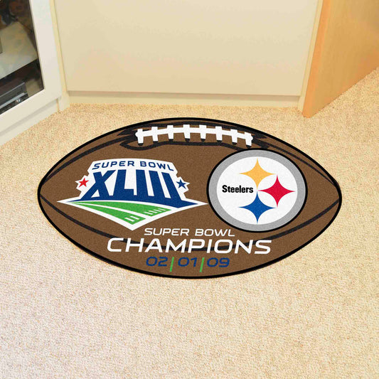 Pittsburgh Steelers Football Rug - 20.5in. x 32.5in., 2009 Super Bowl XLIII Champions - Pittsburgh Steelers