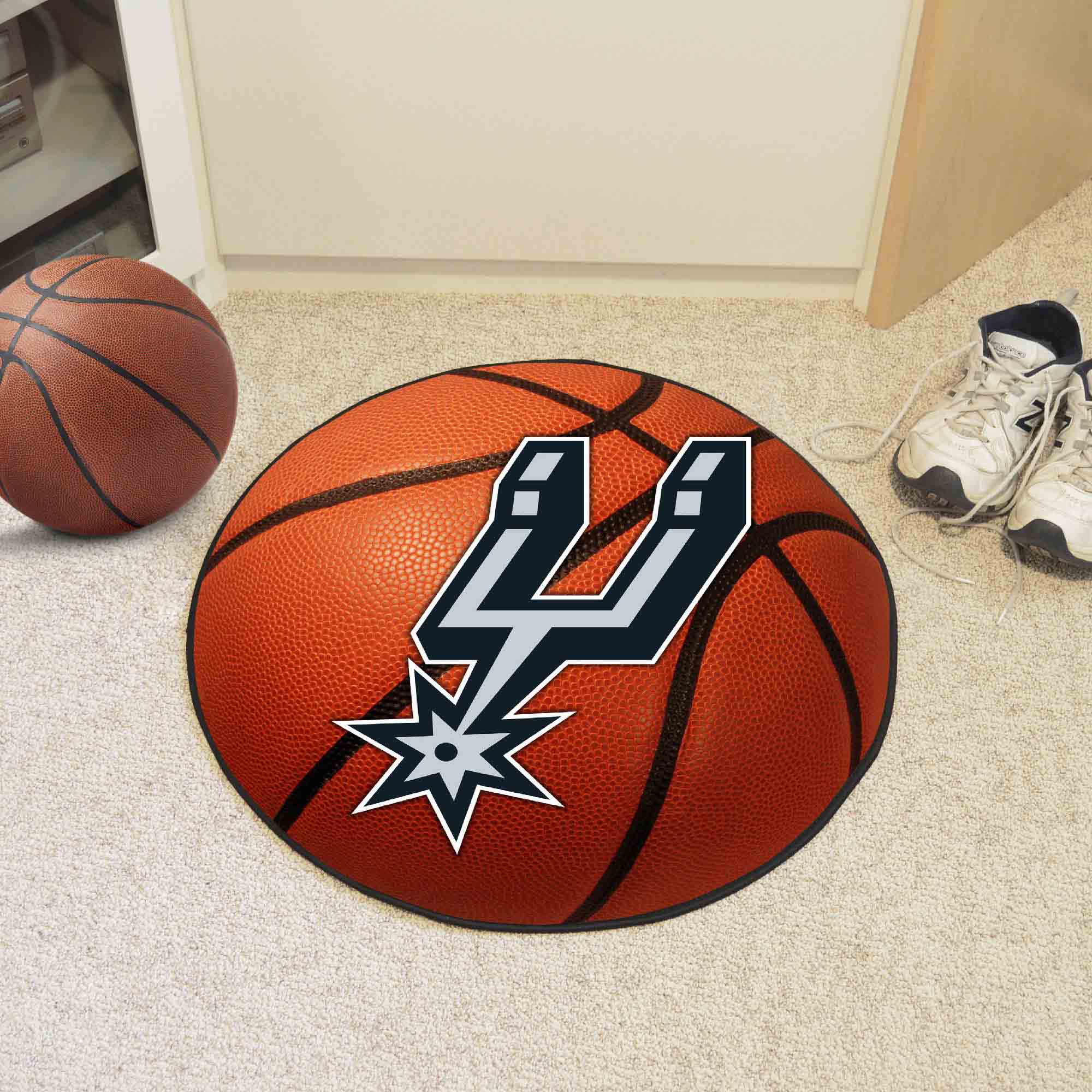 San Antonio Spurs Basketball Rug - 27in. Diameter - San Antonio Spurs