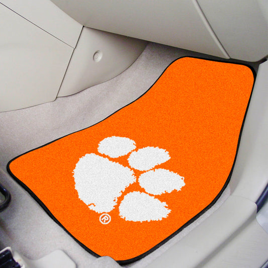 Clemson Tigers Front Carpet Car Mat Set - 2 Pieces, Orange - Clemson