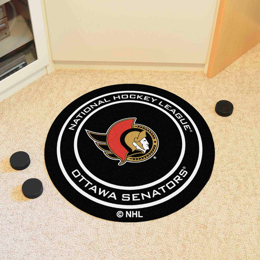 Ottawa Senators Hockey Puck Rug - 27in. Diameter - Ottawa Senators