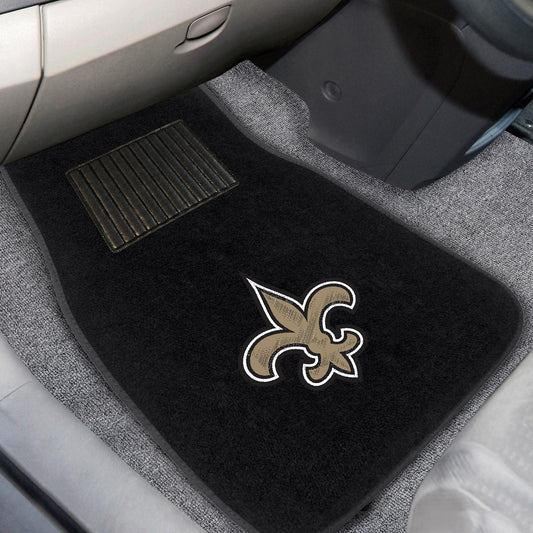 New Orleans Saints Embroidered Car Mat Set - 2 Pieces - New Orleans Saints