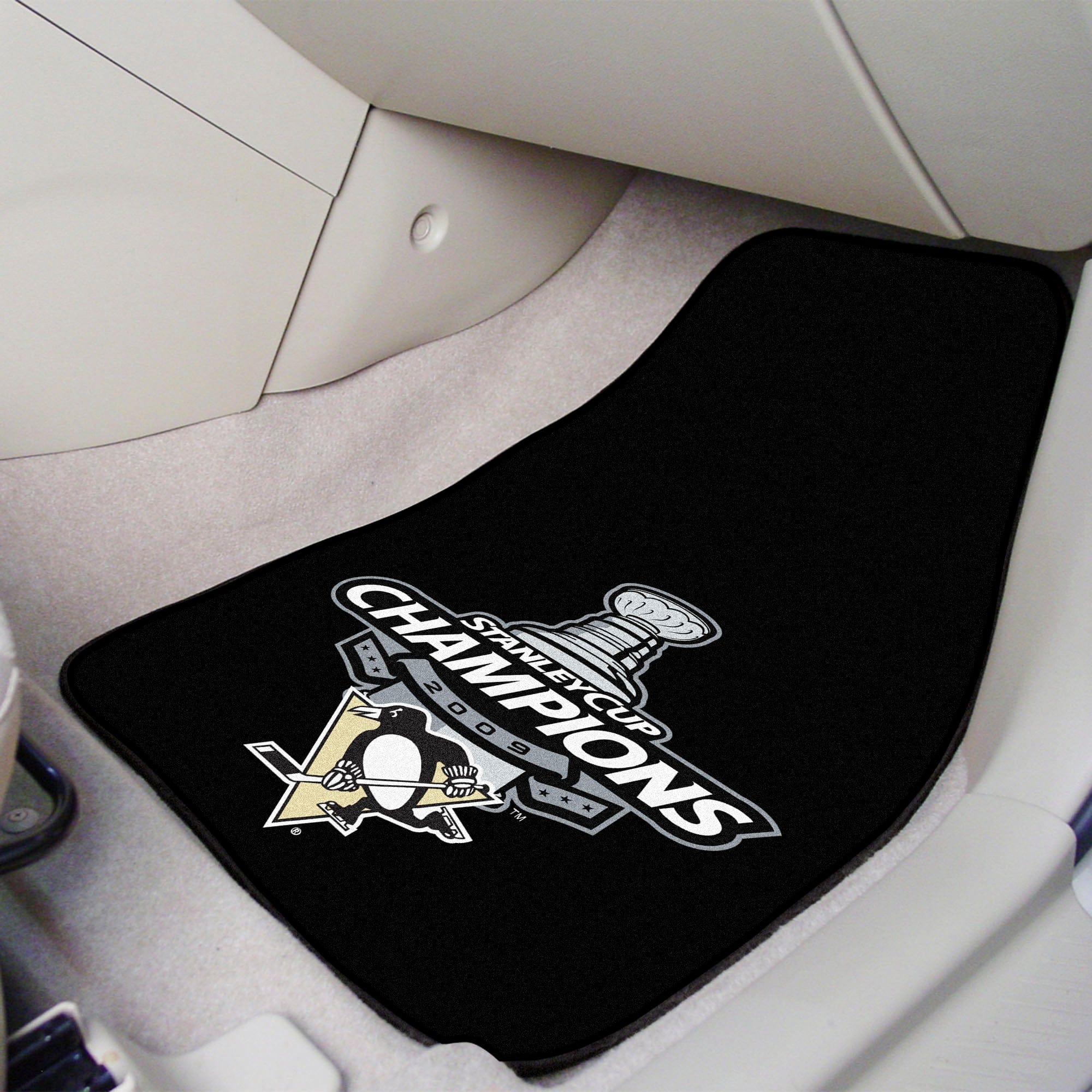 Pittsburgh Penguins Front Carpet Car Mat Set - 2 Pieces, 2009 NHL Stanley Cup Champions - Pittsburgh Penguins