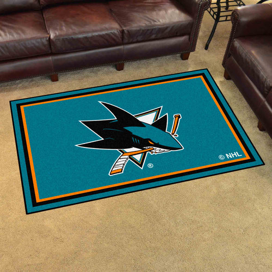 San Jose Sharks 4ft. x 6ft. Plush Area Rug - San Jose Sharks