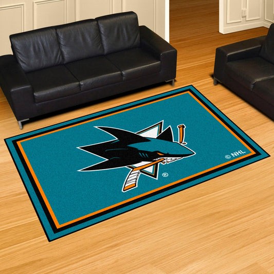 San Jose Sharks 5ft. x 8 ft. Plush Area Rug - San Jose Sharks