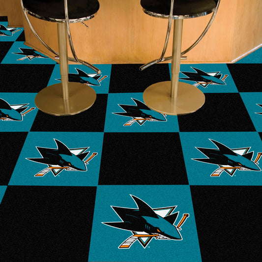 San Jose Sharks Team Carpet Tiles - 45 Sq Ft. - San Jose Sharks