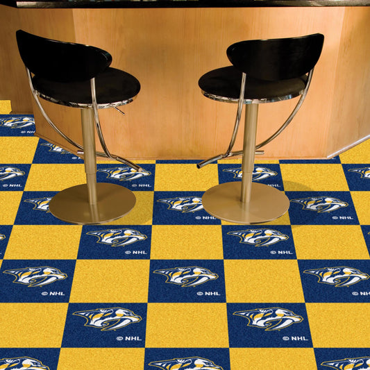 Nashville Predators Team Carpet Tiles - 45 Sq Ft. Logo on Blue - Nashville Predators