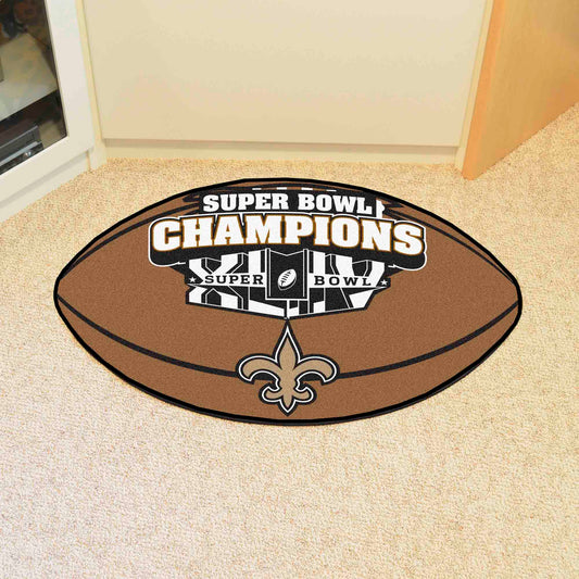 New Orleans Saints Football Rug - 20.5in. x 32.5in., 2010 Super Bowl XLIV Champions - New Orleans Saints