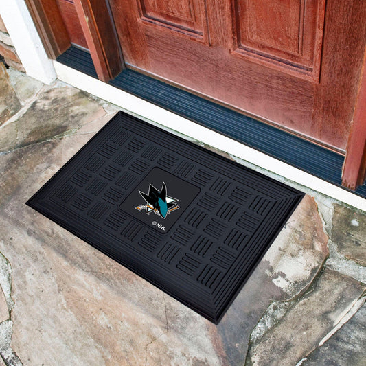 San Jose Sharks Heavy Duty Vinyl Medallion Door Mat - 19.5in. x 31in. - San Jose Sharks