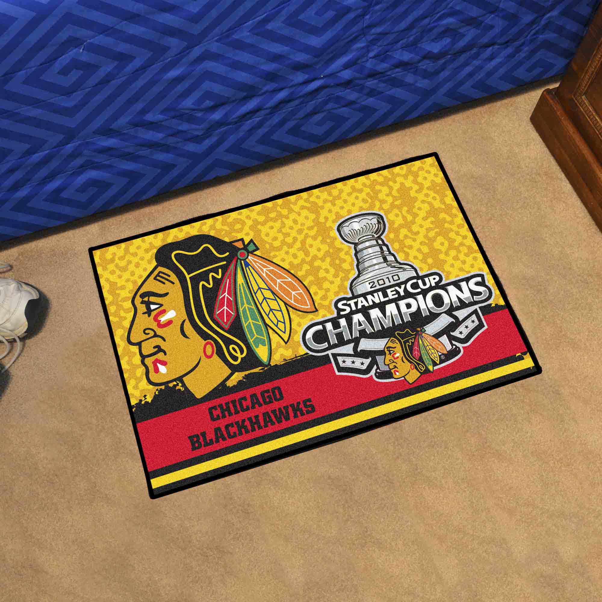 Chicago Blackhawks Starter Mat Accent Rug - 19in. x 30in., 2010 NHL Stanley Cup Champions - Chicago Blackhawks