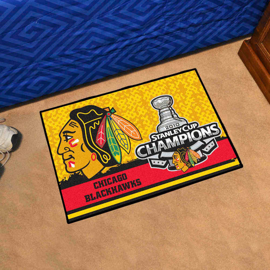 Chicago Blackhawks Starter Mat Accent Rug - 19in. x 30in., 2010 NHL Stanley Cup Champions - Chicago Blackhawks