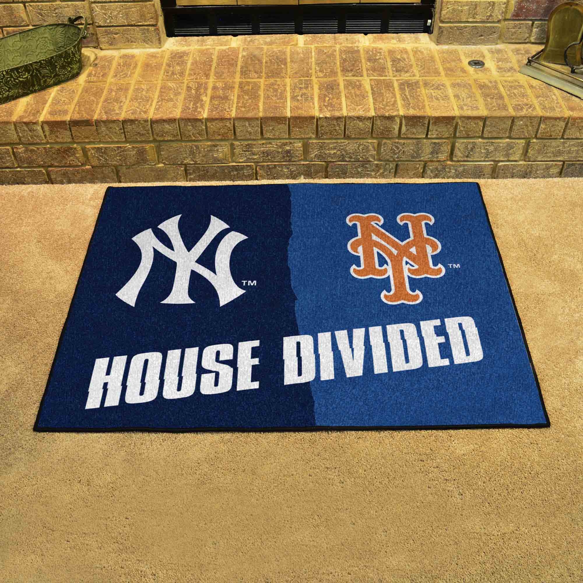 MLB House Divided - Yankees / Mets House Divided Rug - 34 in. x 42.5 in. - MLB House Divided - Yankees / Mets