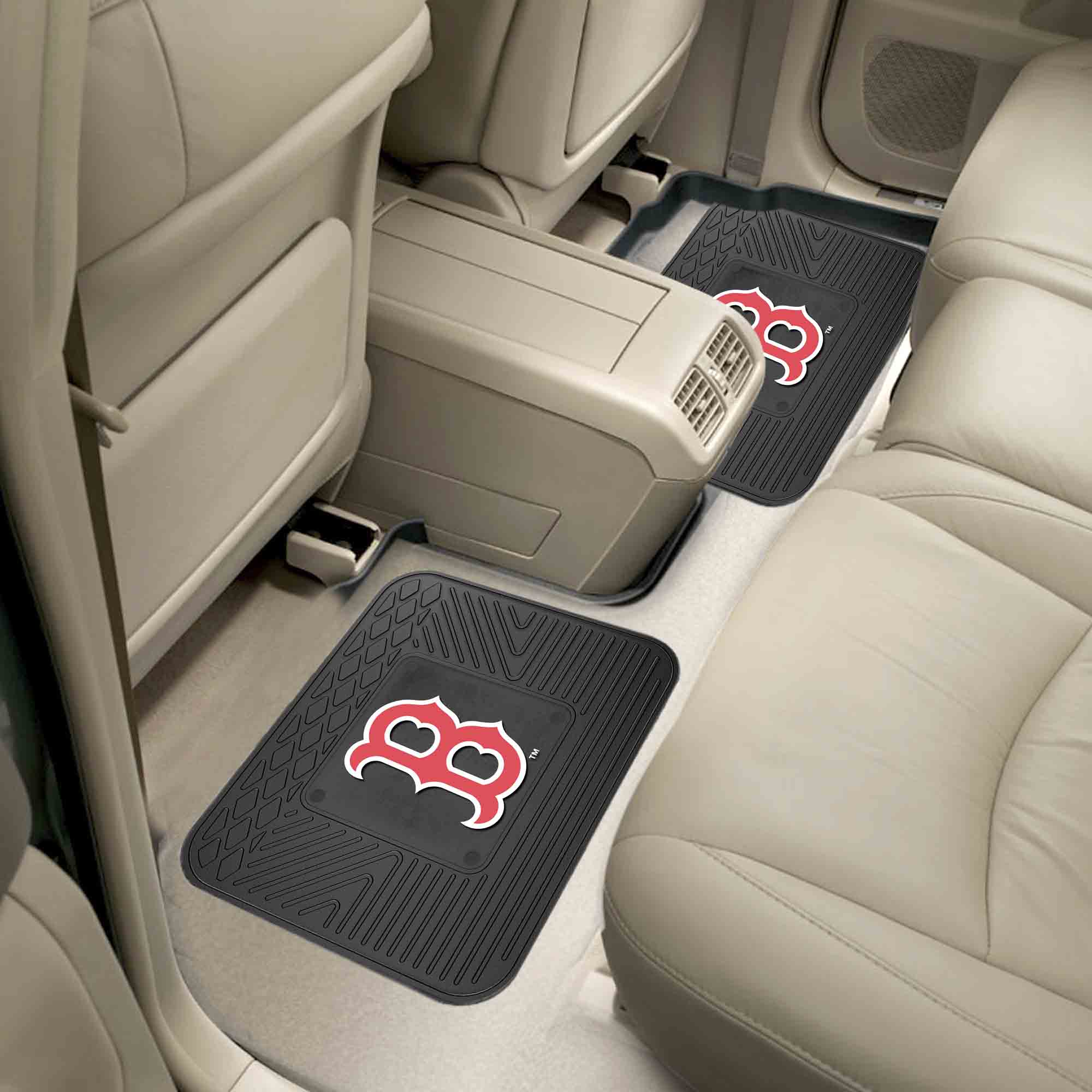 Boston Red Sox Back Seat Car Utility Mats - 2 Piece Set - Boston Red Sox
