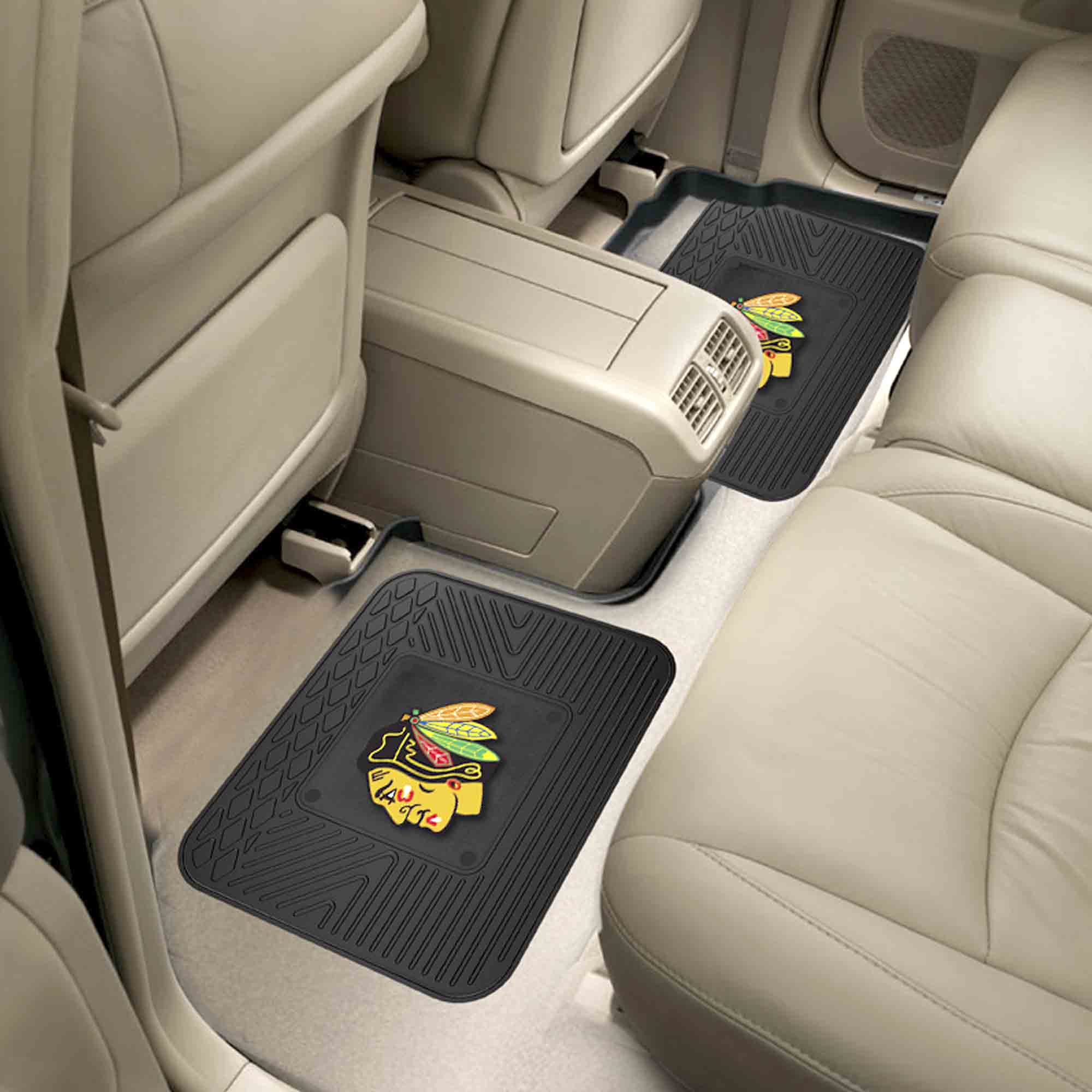 Chicago Blackhawks Back Seat Car Utility Mats - 2 Piece Set - Chicago Blackhawks