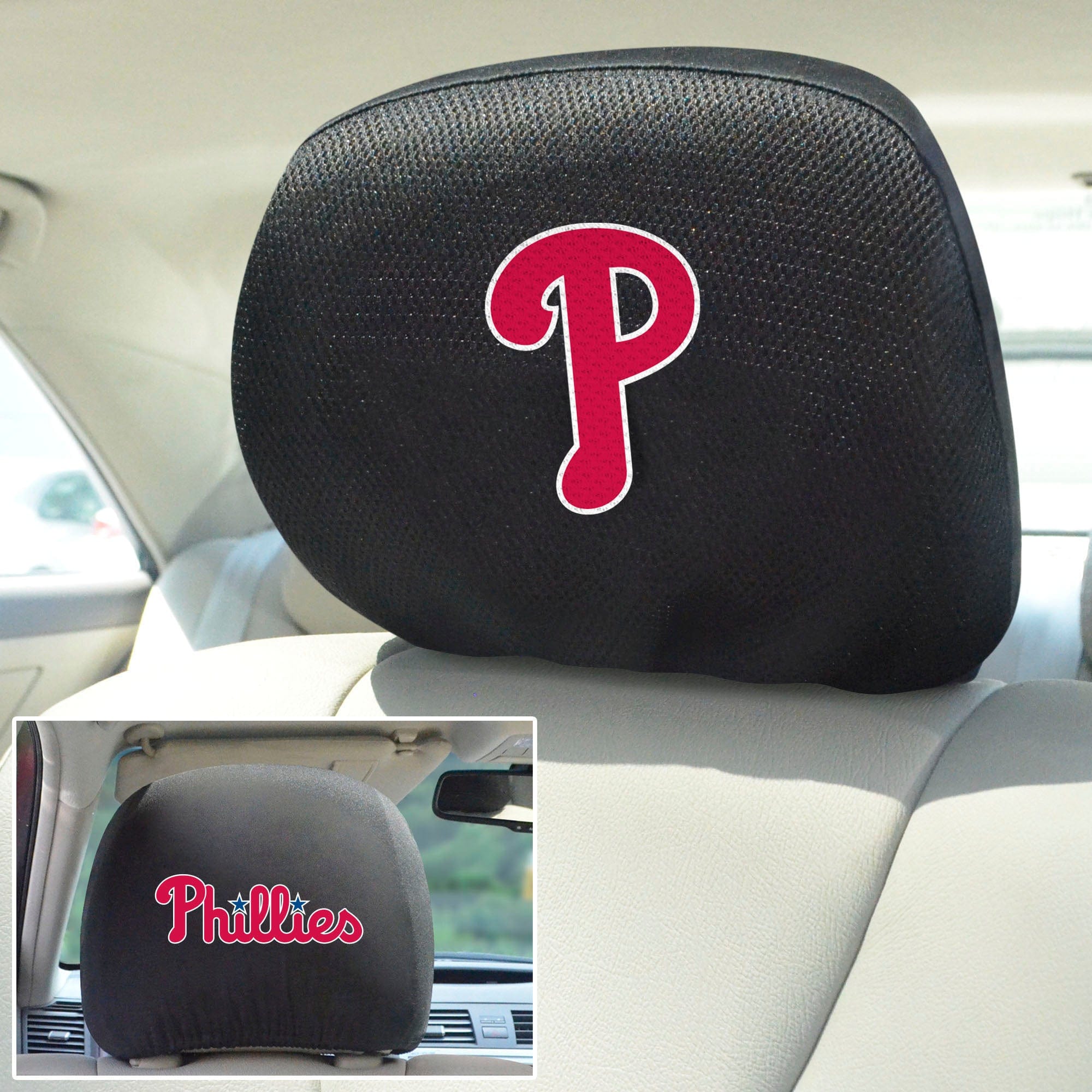 Philadelphia Phillies Embroidered Head Rest Cover Set - 2 Pieces - Philadelphia Phillies