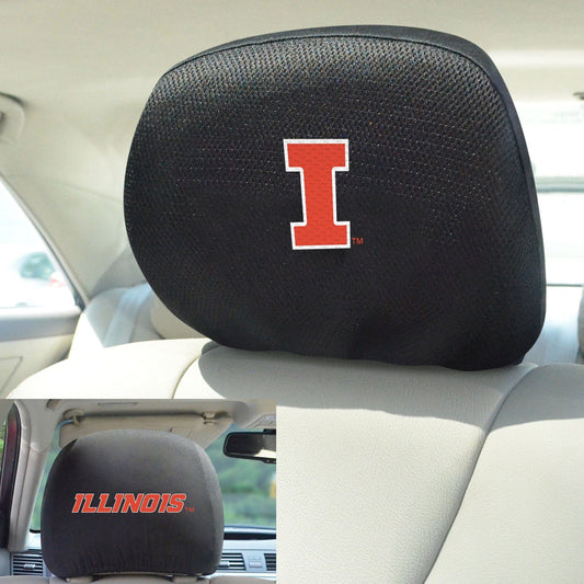 Illinois Illini Embroidered Head Rest Cover Set - 2 Pieces - Illinois