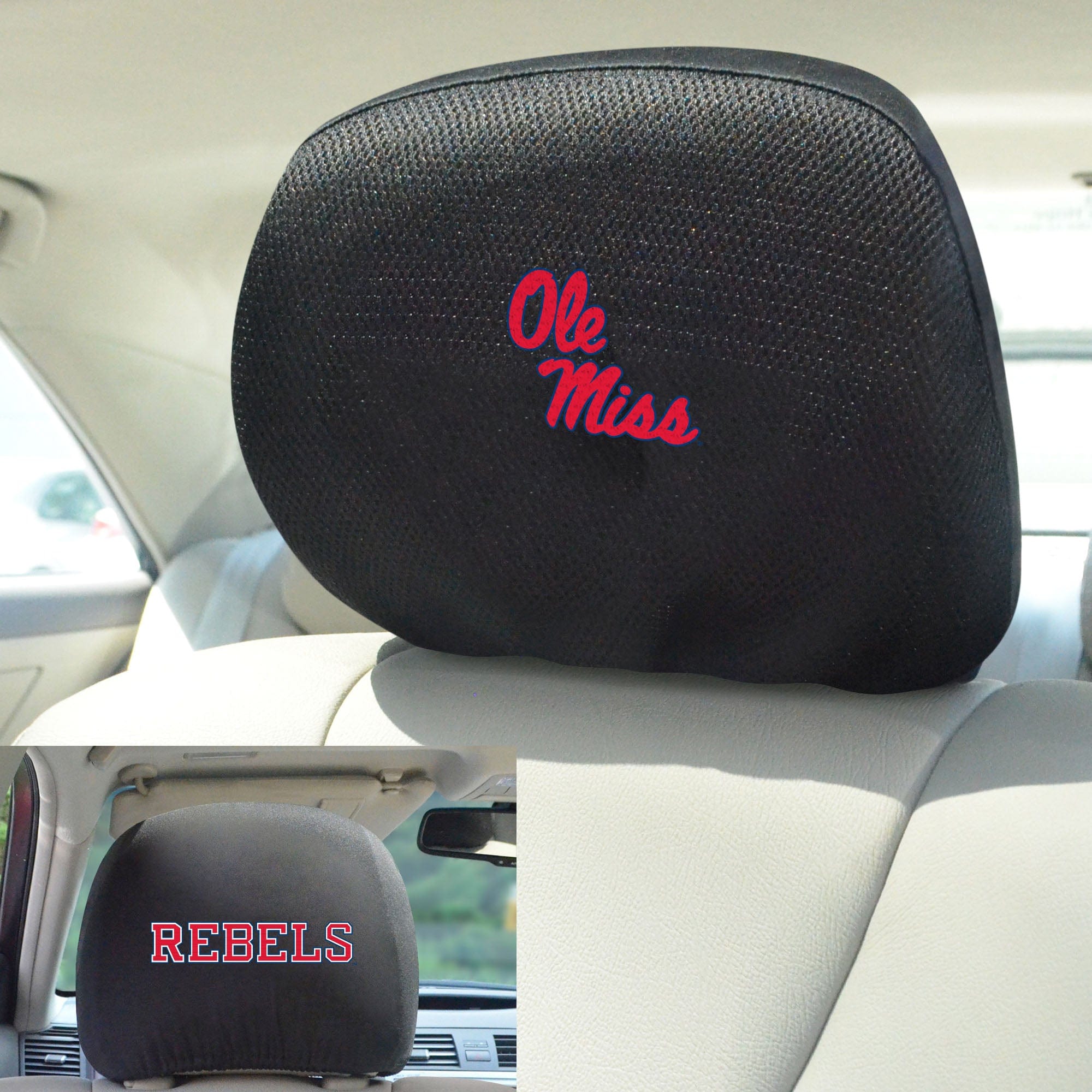 Ole Miss Rebels Embroidered Head Rest Cover Set - 2 Pieces - Ole Miss