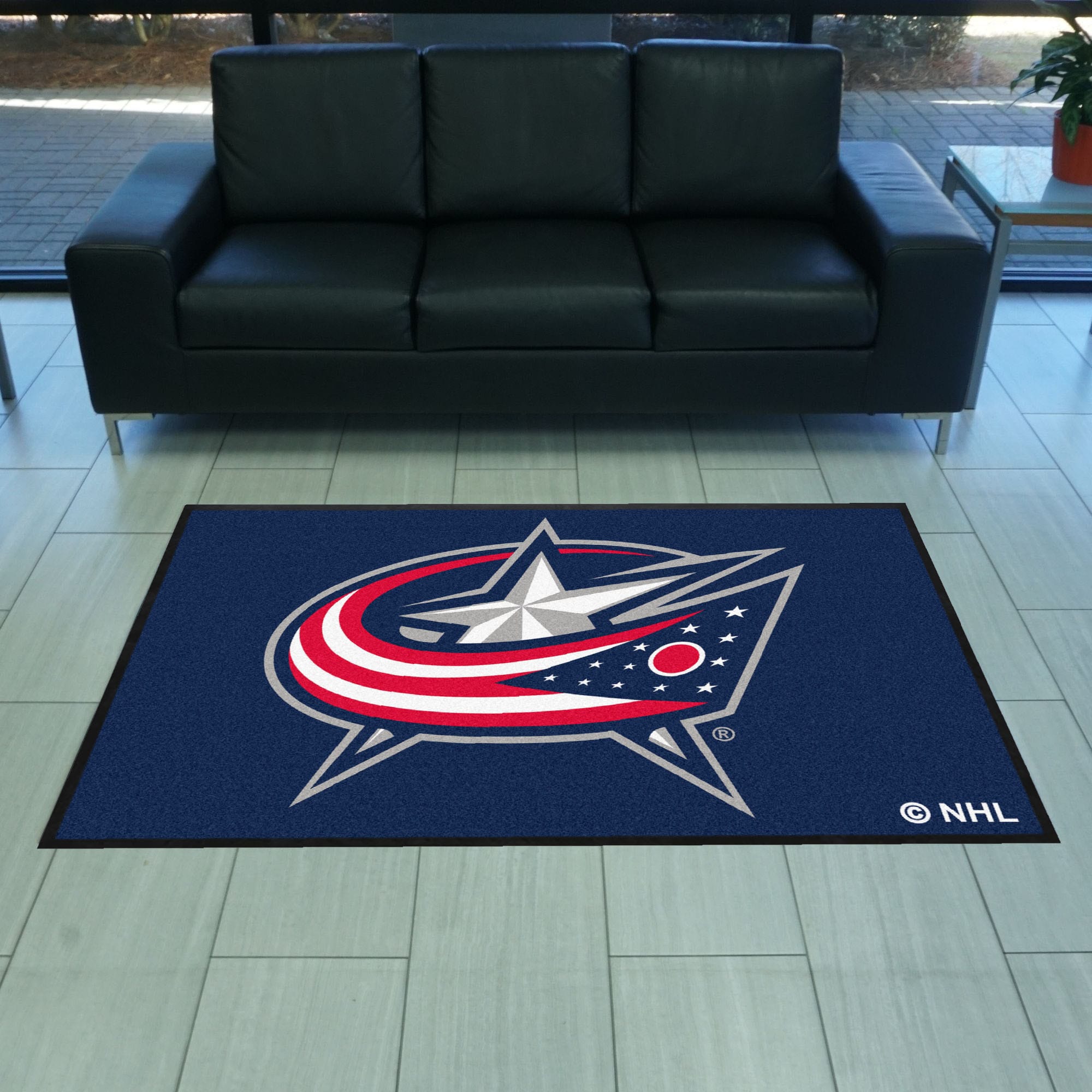 Columbus Blue Jackets 4X6 High-Traffic Mat with Durable Rubber Backing - Landscape Orientation - Columbus Blue Jackets
