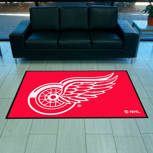 Detroit Red Wings 4X6 High-Traffic Mat with Durable Rubber Backing - Landscape Orientation - Detroit Red Wings