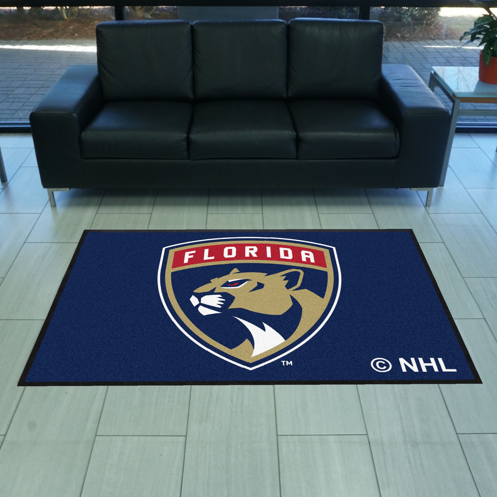 Florida Panthers 4X6 High-Traffic Mat with Durable Rubber Backing - Landscape Orientation - Florida Panthers