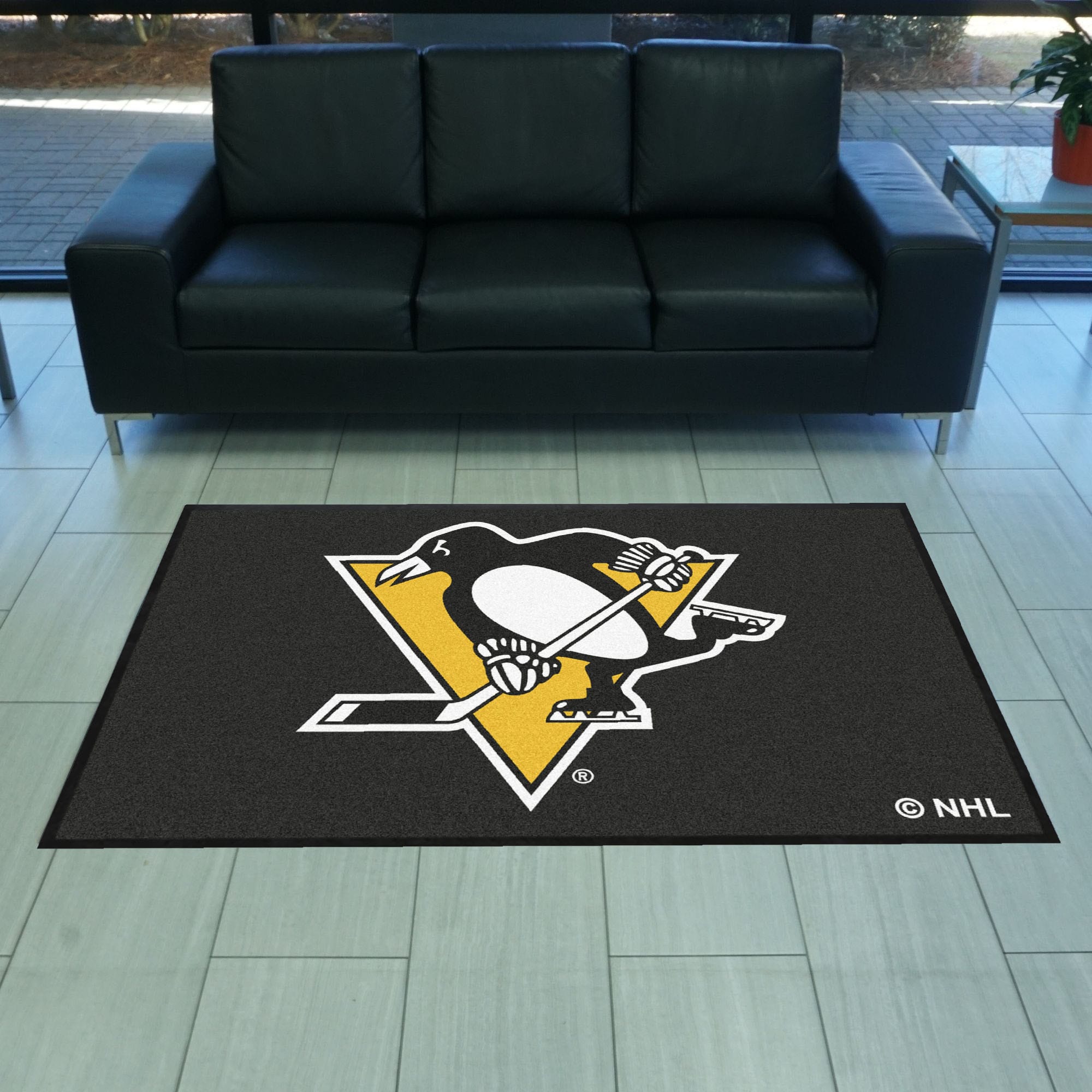 Pittsburgh Penguins 4X6 High-Traffic Mat with Durable Rubber Backing - Landscape Orientation - Pittsburgh Penguins
