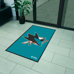 San Jose Sharks 3X5 High-Traffic Mat with Durable Rubber Backing - Portrait Orientation - San Jose Sharks