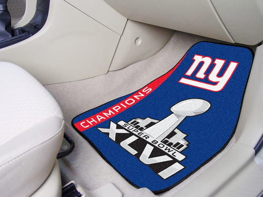 New York Giants Front Carpet Car Mat Set - 2 Pieces, 2012 Super Bowl XLVI Champions - New York Giants