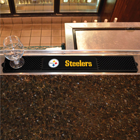Pittsburgh Steelers Bar Drink Mat - 3.25in. x 24in. - Pittsburgh Steelers