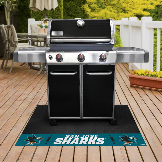 San Jose Sharks Vinyl Grill Mat - 26in. x 42in. - San Jose Sharks