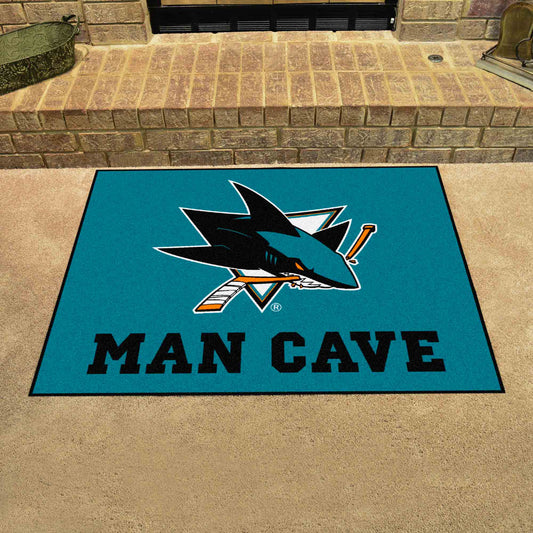 San Jose Sharks Man Cave All-Star Rug - 34 in. x 42.5 in. - San Jose Sharks