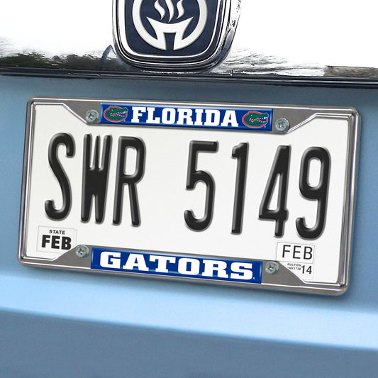 Florida Gators Chrome Metal License Plate Frame, 6.25in x 12.25in - Florida