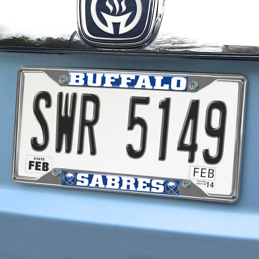 Buffalo Sabres Chrome Metal License Plate Frame, 6.25in x 12.25in - Buffalo Sabres