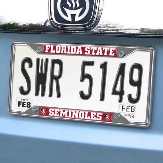 Florida State Seminoles Chrome Metal License Plate Frame, 6.25in x 12.25in - Florida State