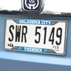 Oklahoma City Thunder Chrome Metal License Plate Frame, 6.25in x 12.25in - Oklahoma City Thunder