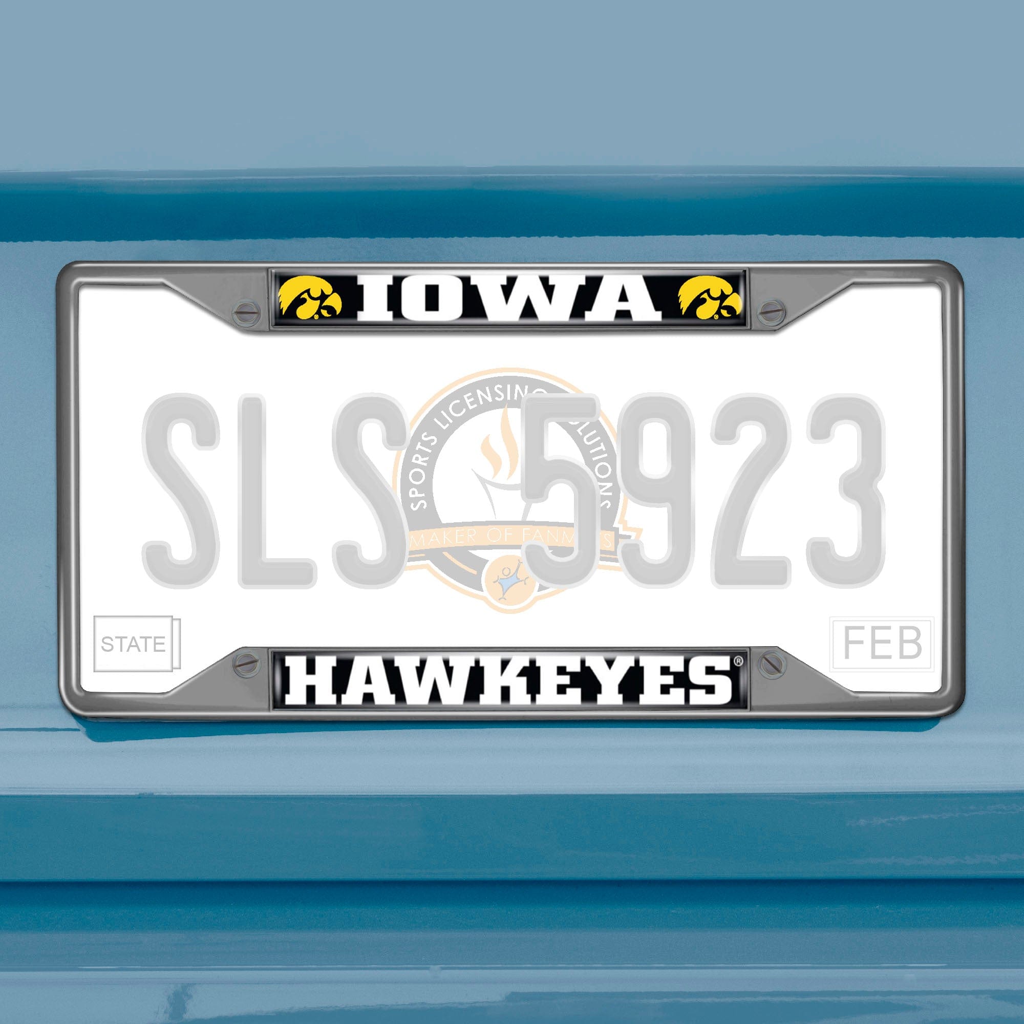 Iowa Hawkeyes Chrome Metal License Plate Frame, 6.25in x 12.25in - Iowa