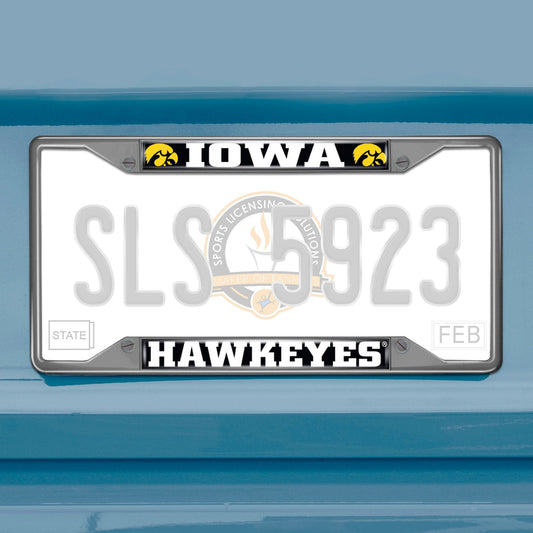 Iowa Hawkeyes Chrome Metal License Plate Frame, 6.25in x 12.25in - Iowa