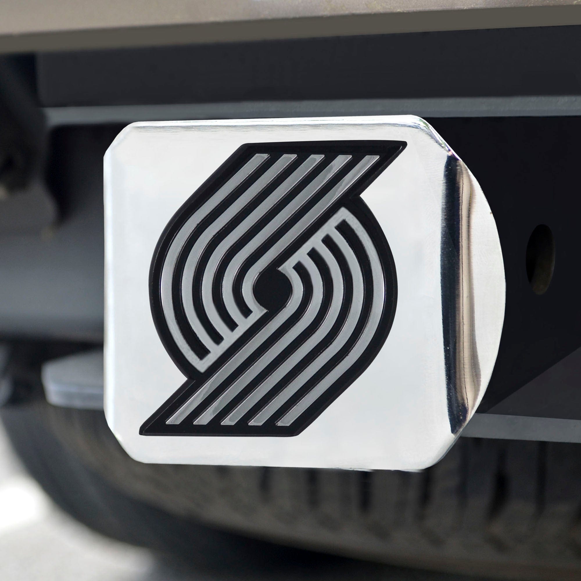 Portland Trail Blazers Chrome Metal Hitch Cover with Chrome Metal 3D Emblem - Portland Trail Blazers