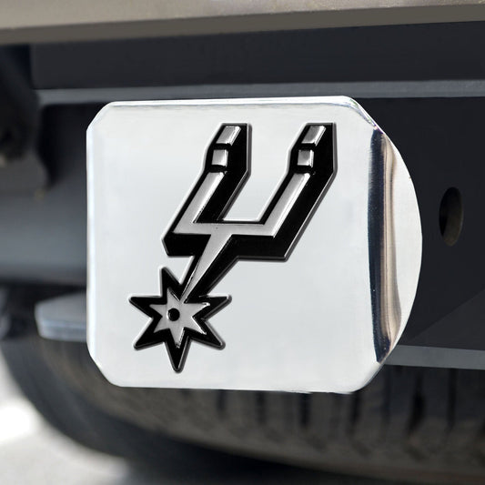 San Antonio Spurs Chrome Metal Hitch Cover with Chrome Metal 3D Emblem - San Antonio Spurs