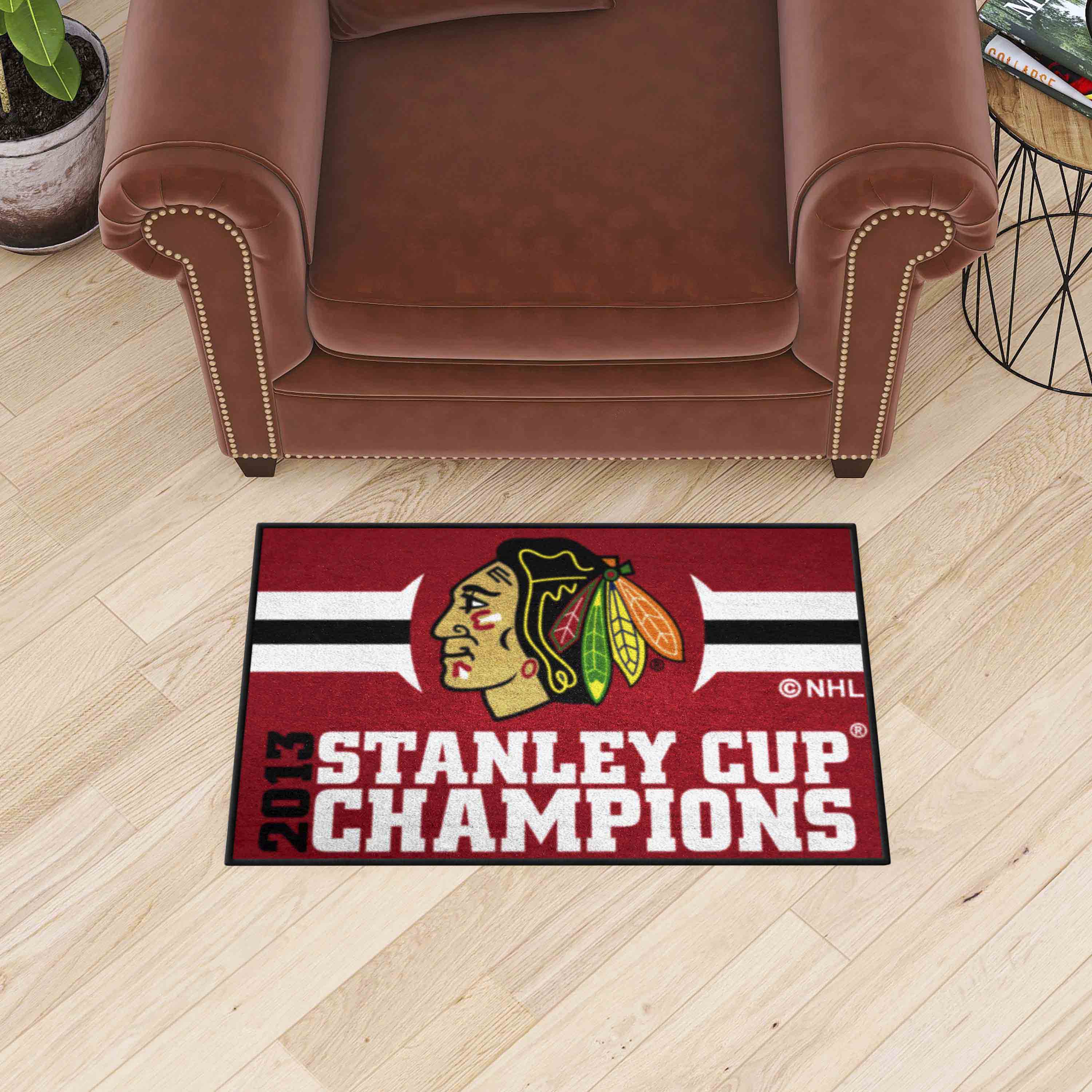 Chicago Blackhawks Starter Mat Accent Rug - 19in. x 30in., 2013 NHL Stanley Cup Champions - Chicago Blackhawks